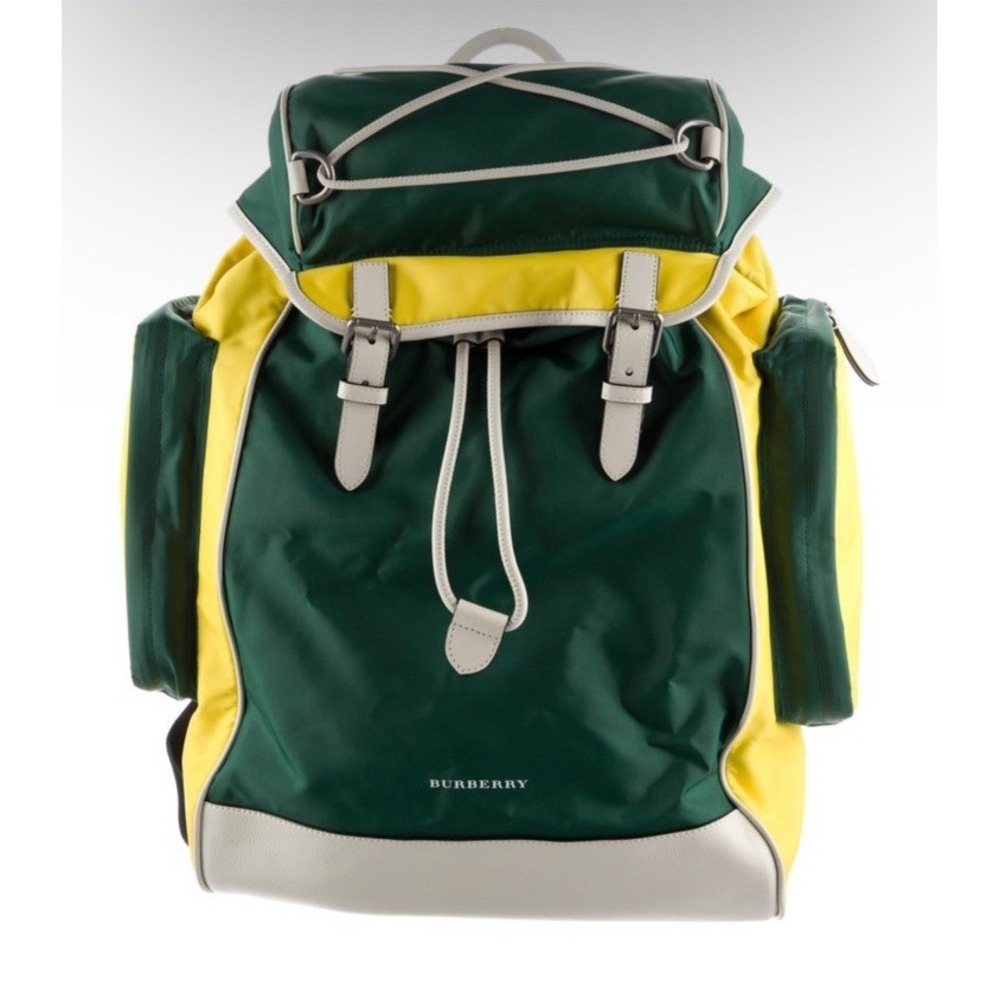 Burberry ML Jack Cay Nylon Backpack Green Yellow Rucksack